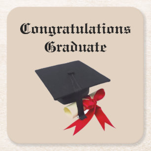 CONGRATULATION'S GRADUATE SQUARE PAPER COASTER