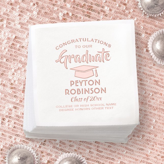 Congratulations Graduate Stylish Modern Graduation Foil Napkins (Creator Uploaded)