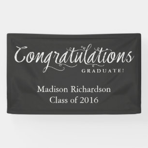 Congratulations Graduate Trendy Chalkboard Style Banner
