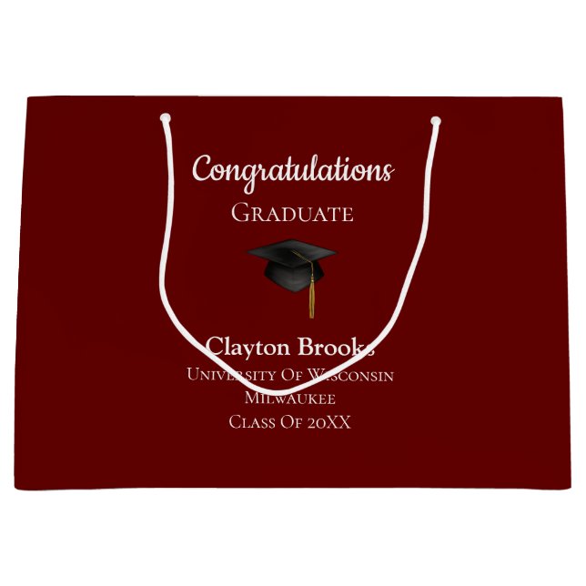 Congratulations Graduate With Cap Large Gift Bag (Front)