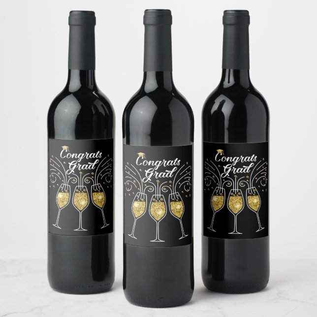 Congratulations graduates a sparkling wine glasses label (Bottles)