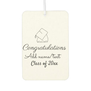 Congratulations graduation add name text year clas car air freshener