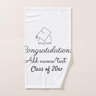 Congratulations graduation add name text year clas hand towel