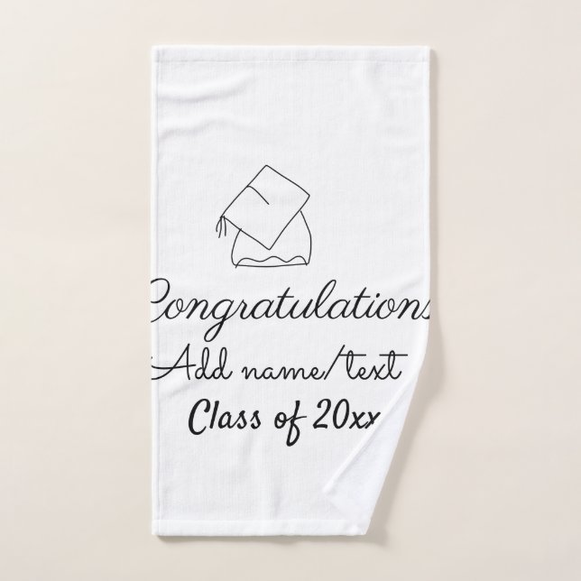 Congratulations graduation add name text year clas hand towel (Hand Towel)