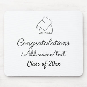 Congratulations graduation add name text year clas mouse pad