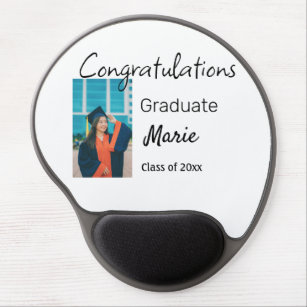 Congratulations graduation add name year text phot gel mouse pad