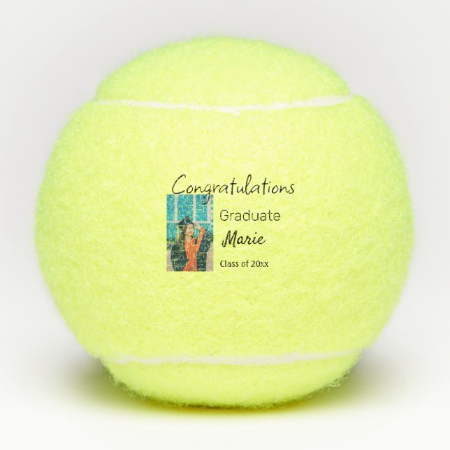 Congratulations graduation add name year text phot tennis balls (Front)