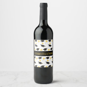 Congratulations Graduation Balloons Hat Pattern Cl Wine Label