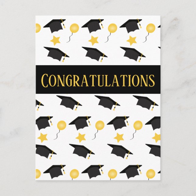 Congratulations Graduation Balloons Hat Pattern Postcard (Front)