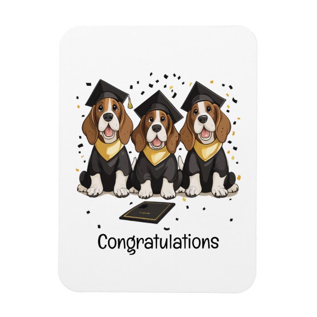 Congratulations Graduation Basset Hound Dogs Magnet (Vertical)