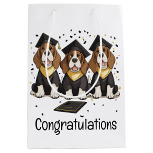Congratulations Graduation Basset Hound Dogs Medium Gift Bag