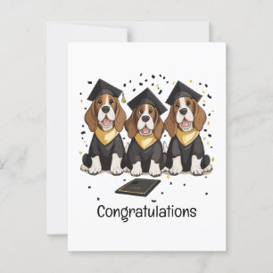 Congratulations Graduation Basset Hound Dogs Postcard
