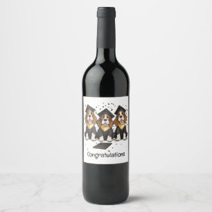Congratulations Graduation Basset Hound Dogs Wine Label