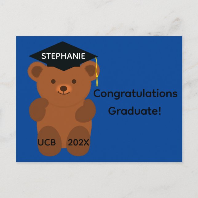 Congratulations Graduation Bear #1 Postcard (Front)