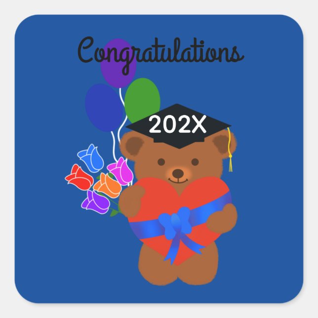 Congratulations Graduation Bear #3 Stickers (Front)