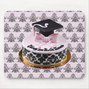 Congratulations Graduation Cap and Diploma Cake Mouse Pad