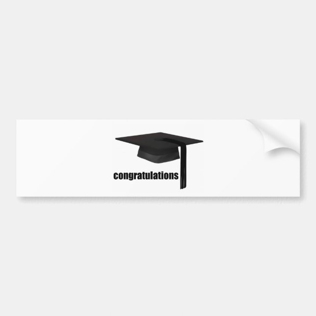 Congratulations Graduation Cap Bumper Sticker (Front)