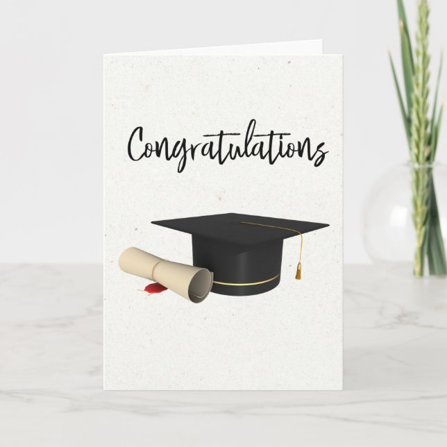 Congratulations Graduation Cap Diploma Card (Front)