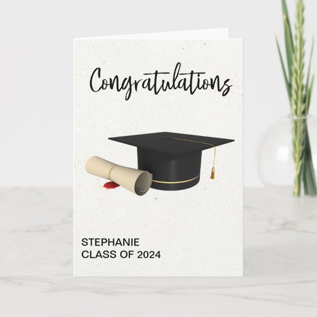 Congratulations Graduation Cap Diploma Card (Front)