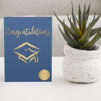 Congratulations Graduation Cap Gold Seal Metallic