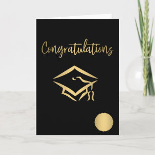 Congratulations Graduation Cap Gold Seal Metallic Card