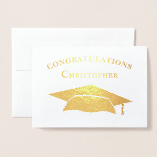 Congratulations Graduation Cap Modern Simple Foil Card