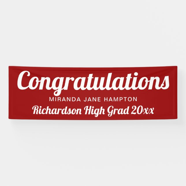 Congratulations Graduation Custom Colour Maroon Banner (Horizontal)