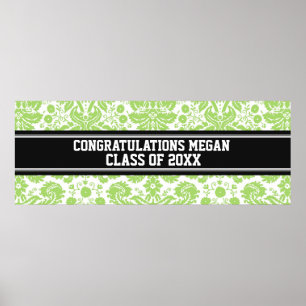 Congratulations Graduation Custom Name Banner Lime Poster