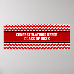 Congratulations Graduation Custom Name Banner Red Poster