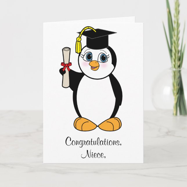 Congratulations Graduation Customisable Penguin Card (Front)