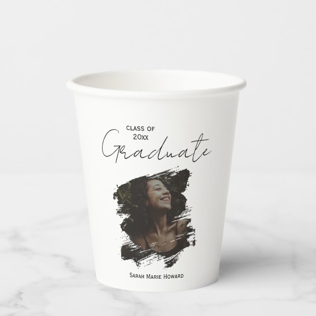 Congratulations Graduation Customisable Photo Text Paper Cups (Front)