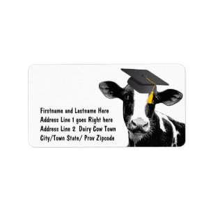 Congratulations Graduation Funny Cow in Cap Label