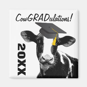 Congratulations Graduation Funny Cow in Cap Magnet