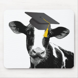 Congratulations Graduation Funny Cow in Cap Mouse Pad