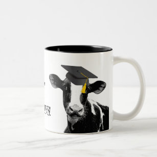 Congratulations Graduation Funny Cow in Cap Two-Tone Coffee Mug