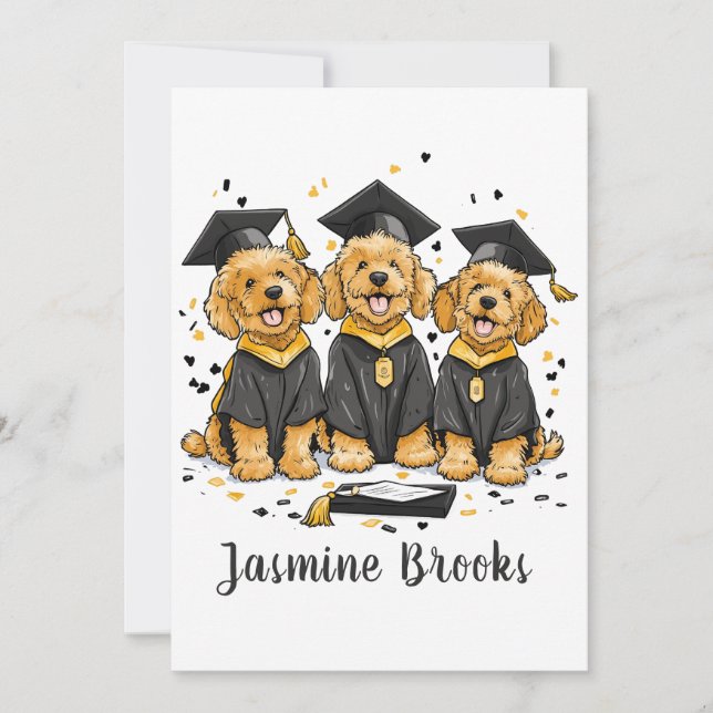 Congratulations Graduation Goldendoodle Dogs Announcement (Front)