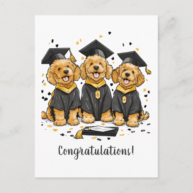 Congratulations Graduation Goldendoodle Dogs Postcard (Front)
