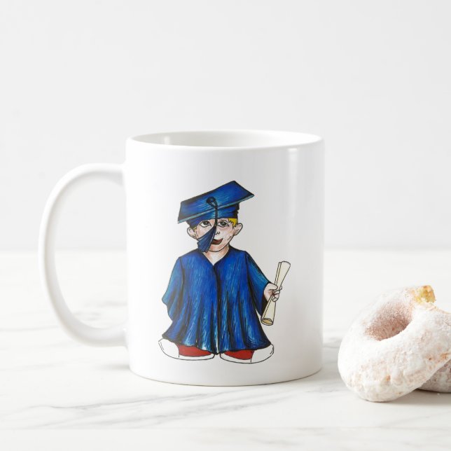 Congratulations Graduation Grad Cap Gown Diploma Coffee Mug (With Donut)