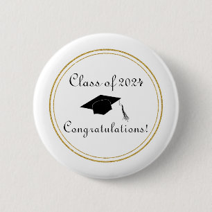 Congratulations Graduation Hat Simple Elegant 6 Cm Round Badge