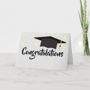Congratulations Graduation Hat Surrounded By Stars Card