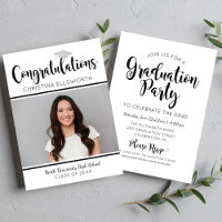 Congratulations Graduation Party Photo Silver Cap