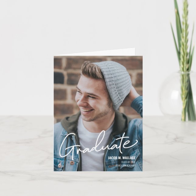 Congratulations Graduation Photo Male Graduate Announcement (Front)