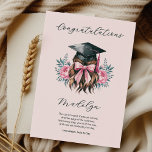 Congratulations Graduation Poem Female Grad Cap Card<br><div class="desc">Feminine graduation congratulations card with illustration of female graduate wearing a grad cap and a pink bow in her hair. Edit using the design tool to change hair colour (brown, blonde, red or black) and feel free to keep or edit the poem. Personalise with your graduate's name and your sign...</div>