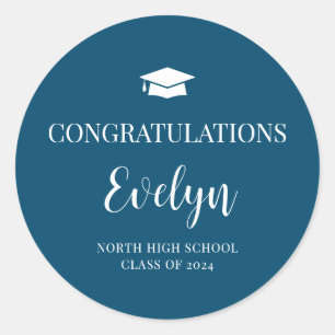Congratulations Graduation School Colours Classic Round Sticker