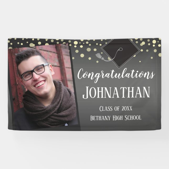 Congratulations Graduation with Confetti Photo Banner (Horizontal)
