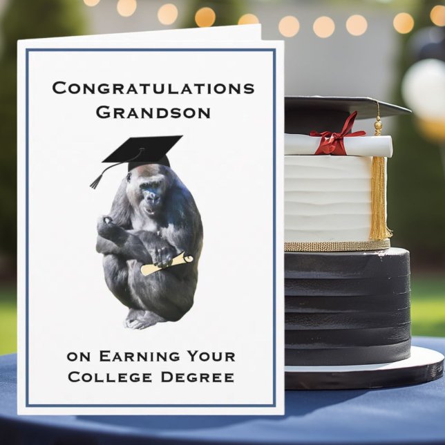 Congratulations Grandson  Degree Funny Gorilla Card (Creator Uploaded)