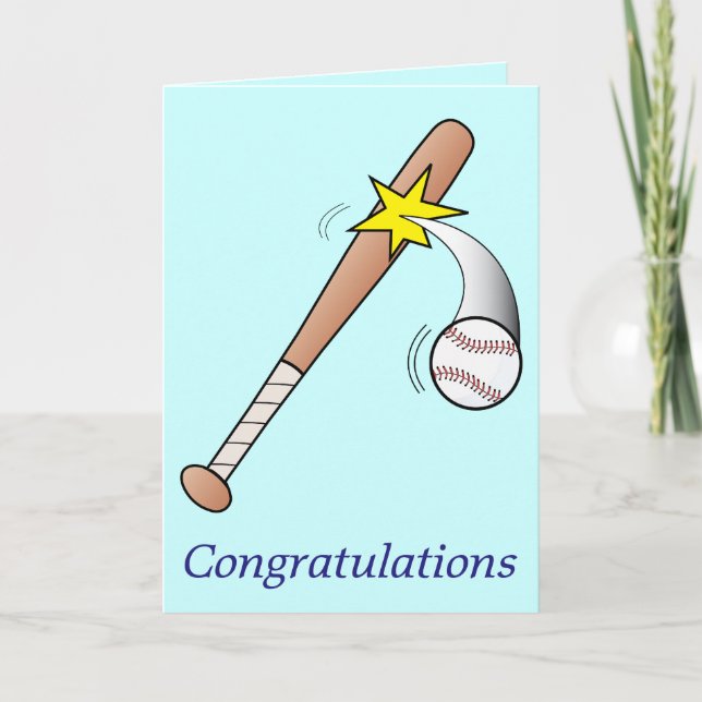 Congratulations Great Game with Ball and Bat Card (Front)