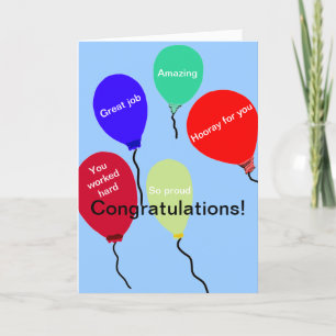 Congratulations Great Job Colourful Balloons Card