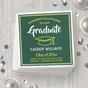 Congratulations Green Gold Yellow Graduation Party Napkin