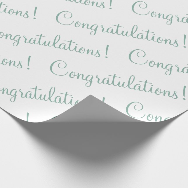 Congratulations Green Script Wedding Shower Wrapping Paper (Corner)